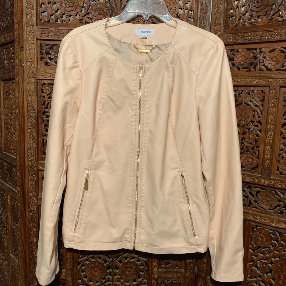 Calvin Klein Blush Pink Faux leather jacket